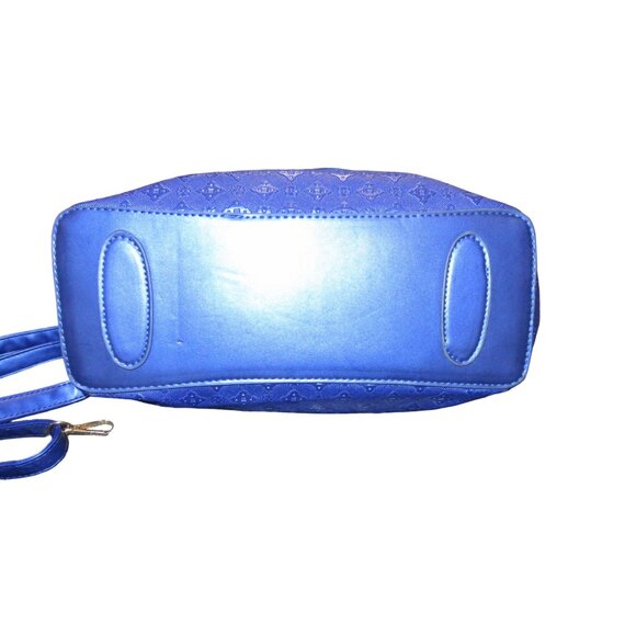 BOGO FORTEXO Cobalt Blue PU Diamond Pattern leather 3 bag crossbody set New - Picture 6 of 16